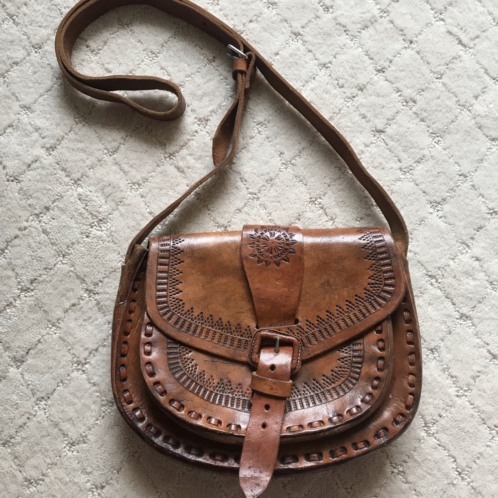 Vintage Boho Brown Leather Mini Bag